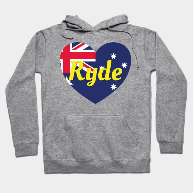 Ryde NSW Australia Australian Flag Heart Hoodie by DPattonPD